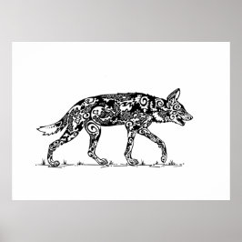 Afrikansk Vild Hund Lope Design Poster