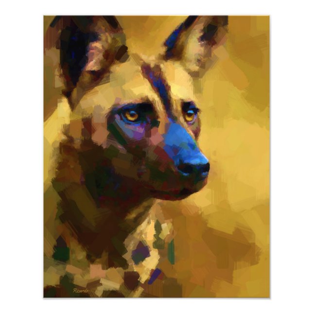 Afrikansk Vild, Hund målad Fototryck (Framsidan)