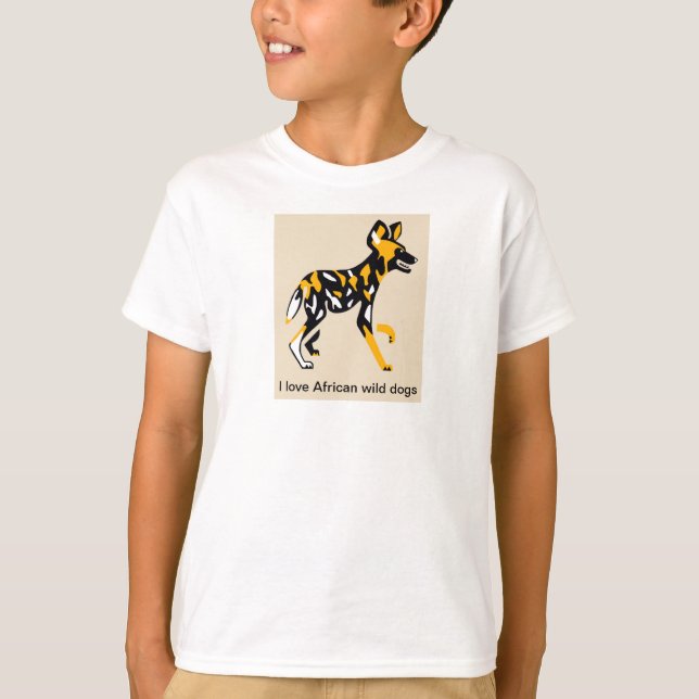 Afrikansk Vild HUND - Målad hund- Anaiml-grafik T Shirt (Framsida)