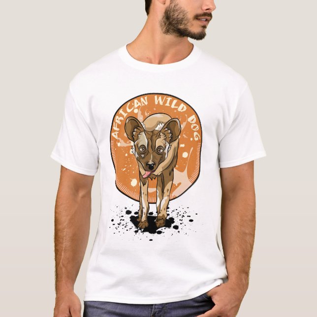 Afrikansk Vild, Hund, målad Hund T Shirt (Framsida)