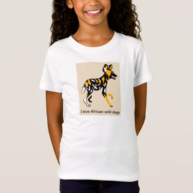 Afrikansk Vild HUND- Målat hund- Afrikas vilt T Shirt (Framsida)