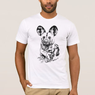 Afrikansk vildhundbild i grafisk svart & vit t shirt