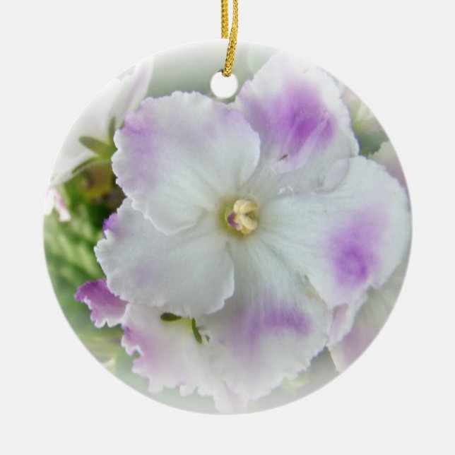 Afrikansk violett blommar julgransprydnad keramik (Framsidan)