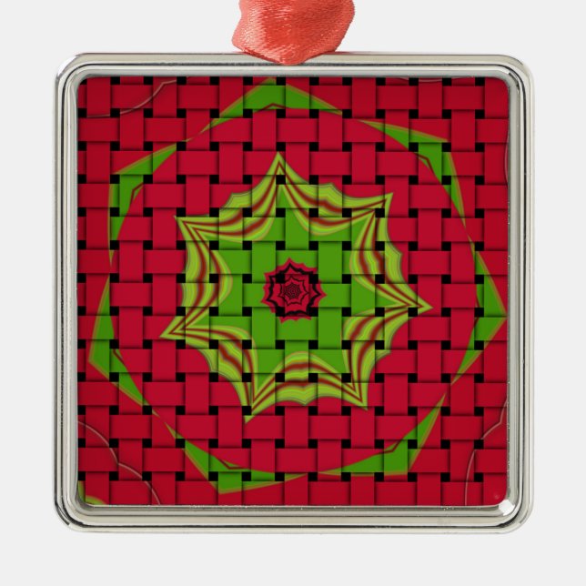 Afrikansk, vit, röd design julgransprydnad metall (Framsidan)