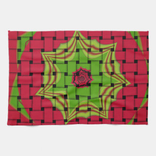 Afrikansk, vit, röd design kökshandduk