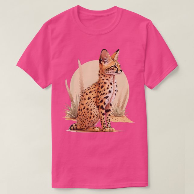 Afrikansk Wildcat Cactus Animal Serval Cat Vild ka T Shirt (Design framsida)