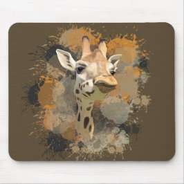 Afrikansk Wildlife Giraffe Earth Tones Splatter Musmatta