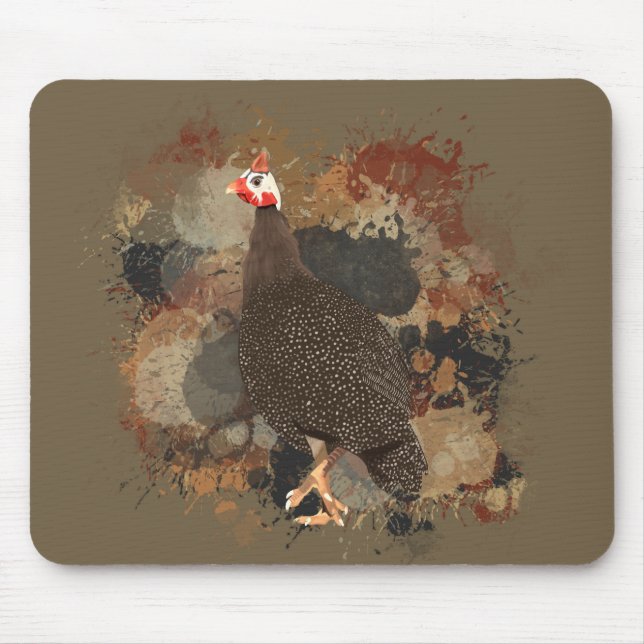 Afrikansk Wildlife Guinea Fowl Earth Tones Splatte Musmatta (Framsidan)