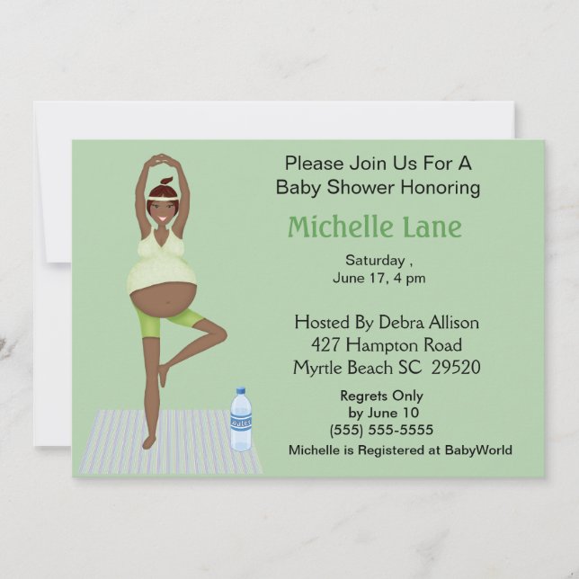 Afrikansk Yoga Mamma Baby Shower-inbjudan Inbjudningar (Framsida)