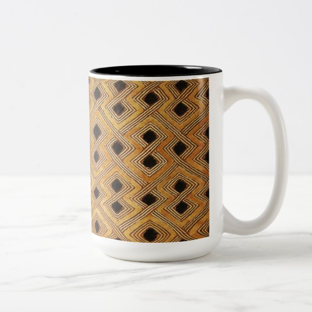 Afrikansk Zaire Kongo Kuba Textil Två-Tonad Mugg (Höger)