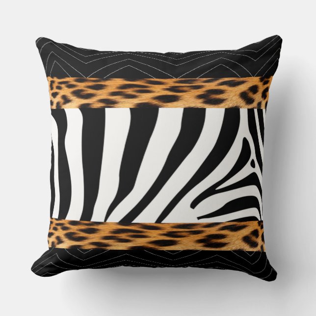 Afrikansk zebra och leopard Skriv ut Kudde (Framsida)
