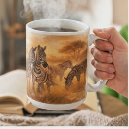Afrikansk Zebrahjord | Savannah Vilda Djur Konst Kaffemugg