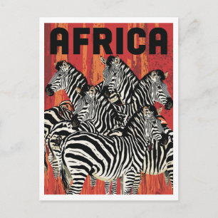 Afrikansk Zebrasafari Vintagekonst Vykort