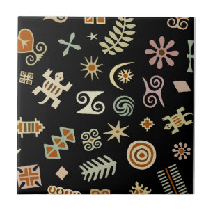 Afrikanska Adinkra-symboler Kakelplatta