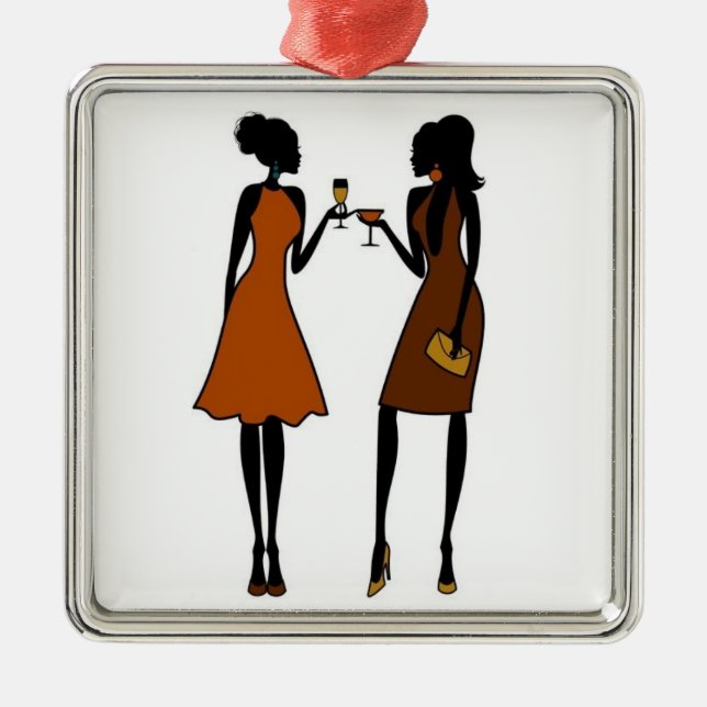 ** AFRIKANSKA AMERIKANN ** BEAUTIFULLT LADIE JULGRANSPRYDNAD METALL (Framsidan)