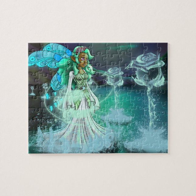 Afrikanska amerikanska Fairy and Flowers Pussel (Horisontell)