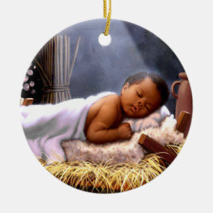 Afrikanska amerikanska julprydnader i Baby Julgransprydnad Keramik