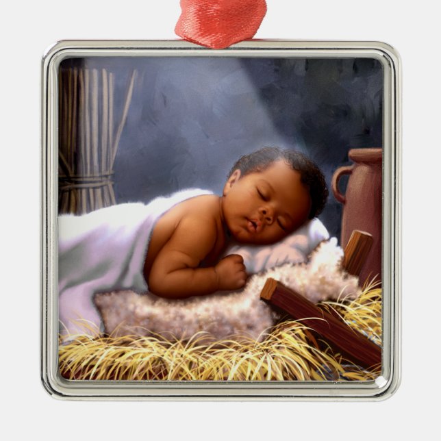 Afrikanska amerikanska julprydnader i Baby Julgransprydnad Metall (Framsidan)
