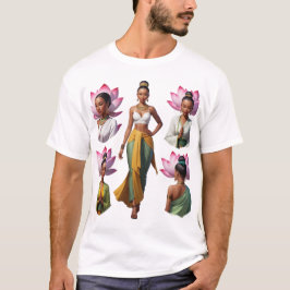 Afrikanska amerikanska kvinnor med Lotus Flowers o T Shirt
