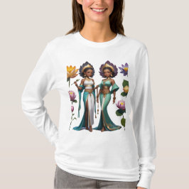 Afrikanska amerikanska kvinnor med Lotus Flowers T Shirt