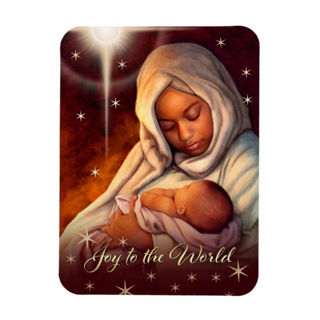 Afrikanska amerikanska Madonna-julgranarna Magnet (Vertikal)
