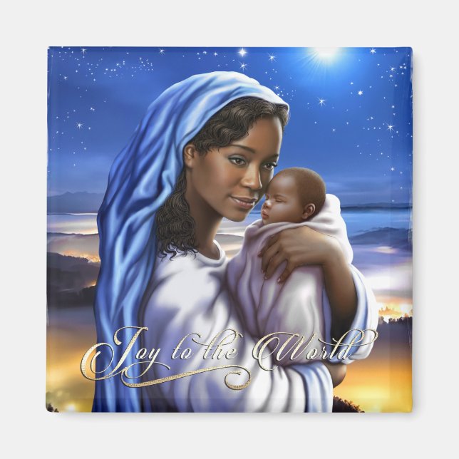 Afrikanska amerikanska Madonna-julgranarna Magnet (Framsidan)