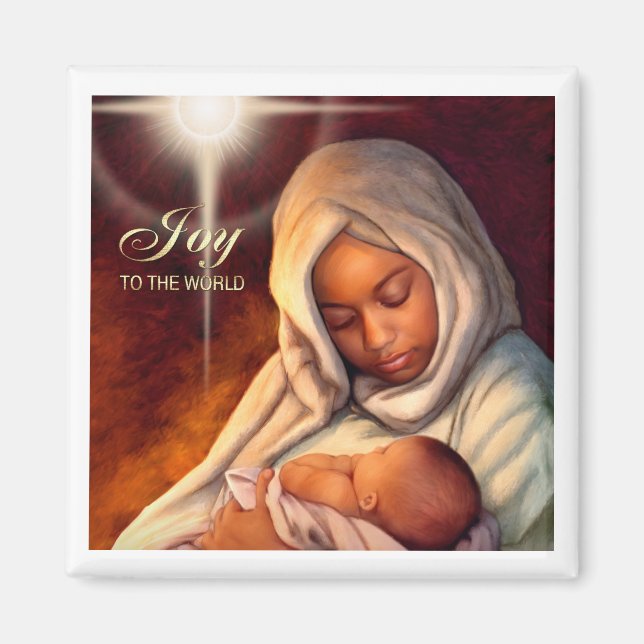 Afrikanska amerikanska Madonna-julgranarna Magnet (Framsidan)