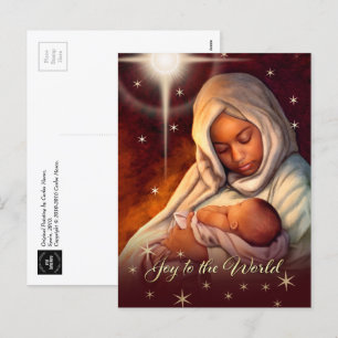Afrikanska amerikanska Madonna-julvykort Helg Vykort