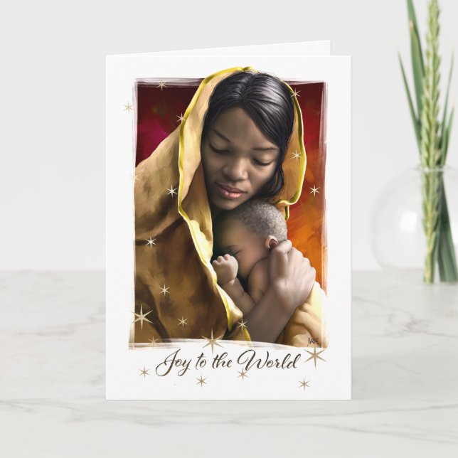 Afrikanska amerikanska Madonna- och barnjulkort Helgkort (Framsida)