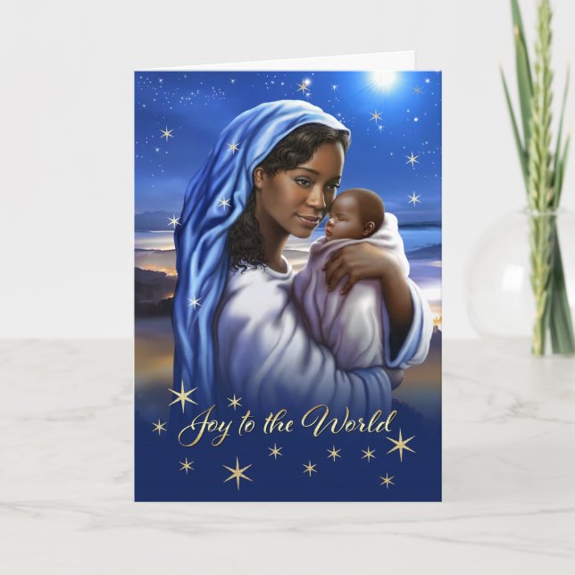 Afrikanska amerikanska Madonna- och barnjulkort Helgkort (Framsida)