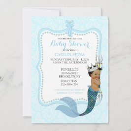 Afrikanska amerikanska Pojken Merman Prince Krona Inbjudningar