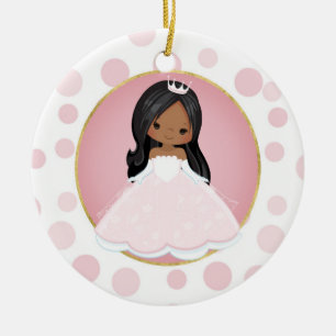 Afrikanska amerikanska Rosan Princess Julgransprydnad Keramik