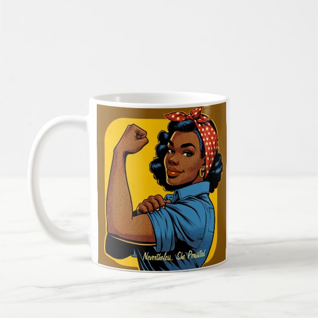 Afrikanska amerikanska Rosie the Riveter - icke de Kaffemugg (Vänster)