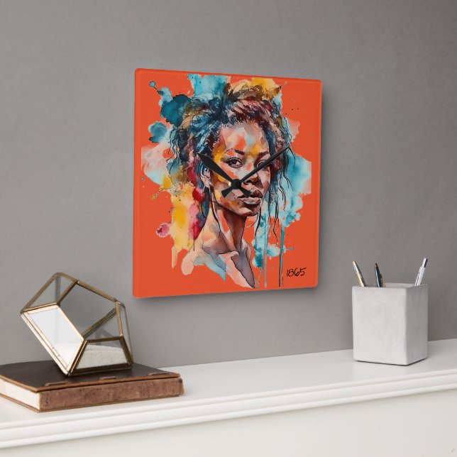 AFRIKANSKA AMERIKANSKA Vägglås Fyrkantig Klocka (Kontor)