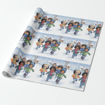 Afrikanska barn som spelar i Snö