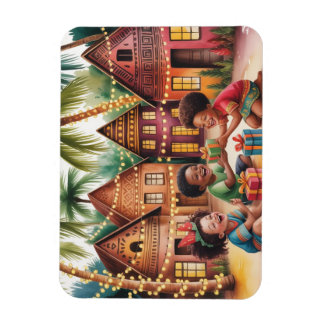Afrikanska barns julmagnetfoto magnet