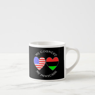 Afrikanska diasporan USA Flagga Hjärta Land Kultur Espressomugg