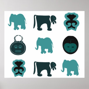 Afrikanska djur och masker poster