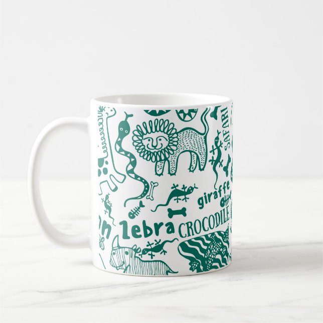 Afrikanska djur: Olika sömlösa mönster. Kaffemugg (Vänster)