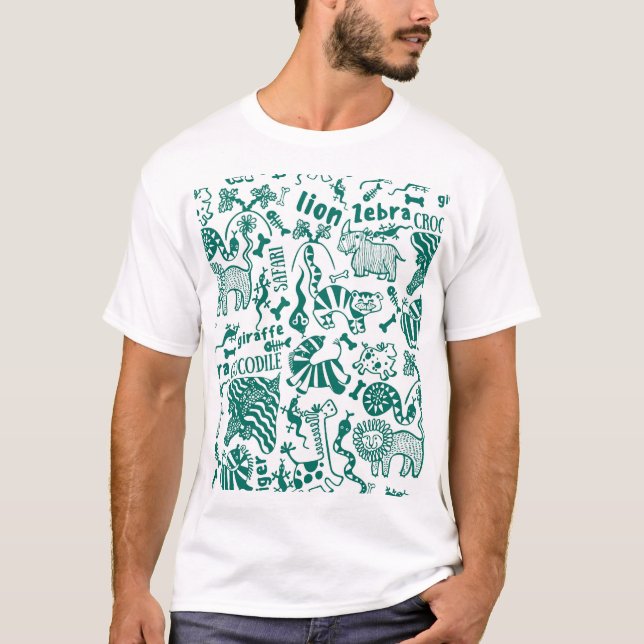 Afrikanska djur: Olika sömlösa mönster. T Shirt (Framsida)