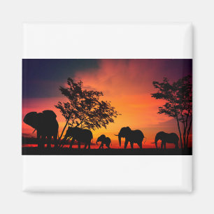 Afrikanska elefanter på serengeti-slätterna magnet