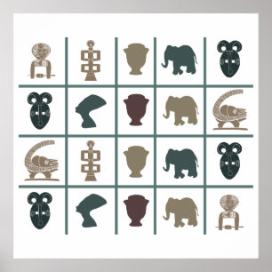 Afrikanska färgstarka symboler mönster poster