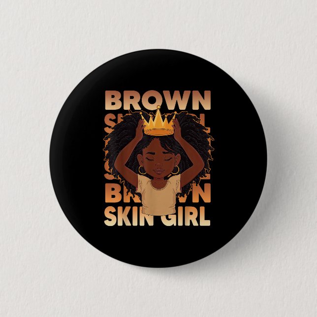 Afrikanska flickor brun hud flicka svart melanin knapp (Framsida)