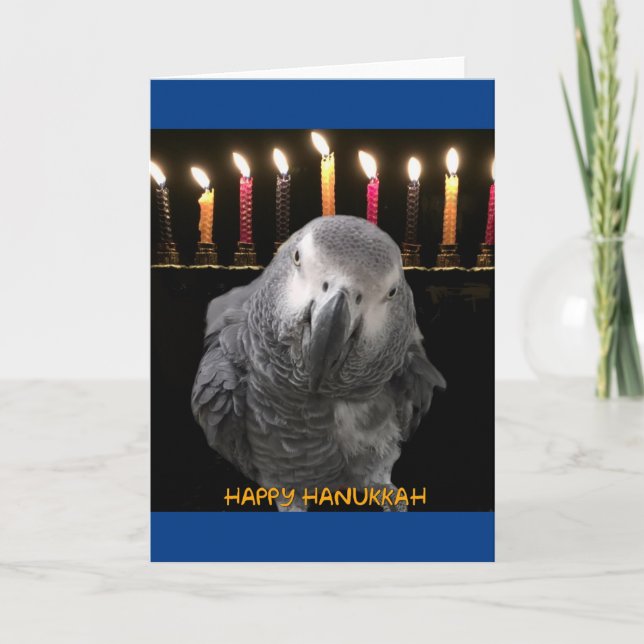 Afrikanska Grått Parrot Hanukkah-kort Helgkort (Framsida)