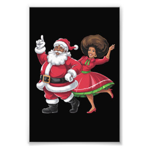 Afrikanska jultomten Claus Dancing American jul Fototryck