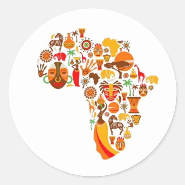 Afrikanska karta runt klistermärke (Framsida)