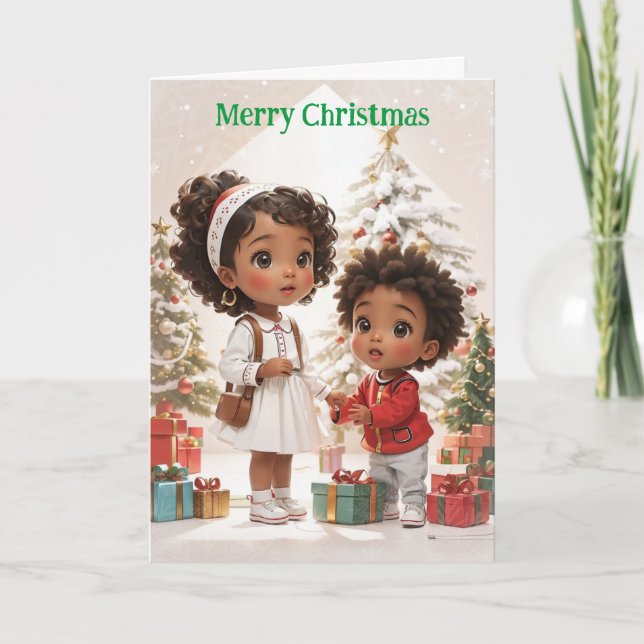 Afrikanska Kids God jul Helgkort (Framsida)