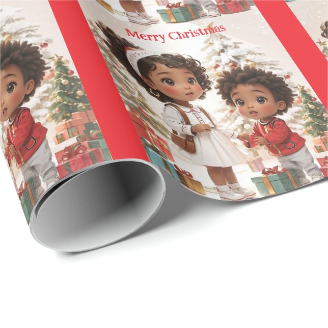 Afrikanska Kids God jul Presentpapper (Rullad Hörn)