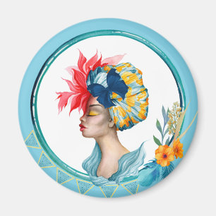 Afrikanska kvinnamagnetblått magnet