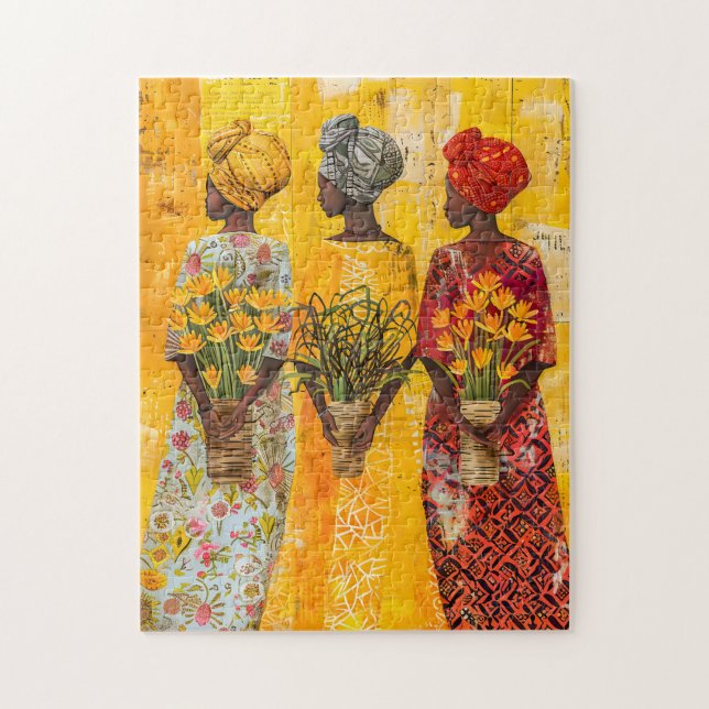 Afrikanska kvinnor med blommor pussel (Vertikal)